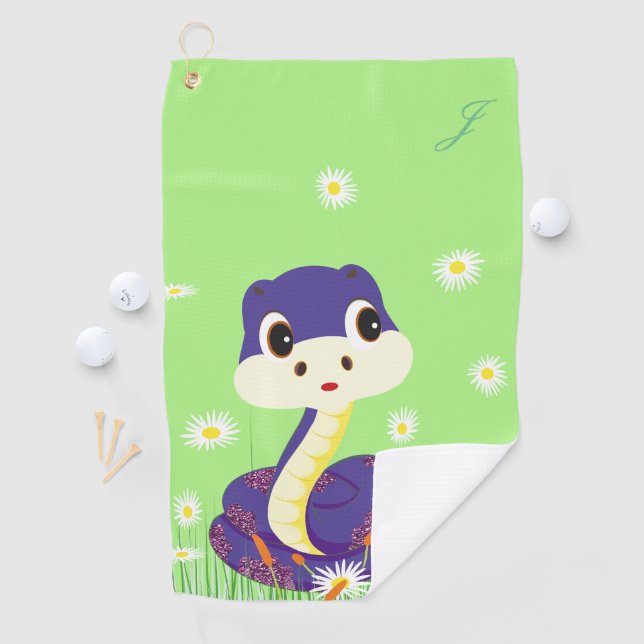 Happy Purple Snake Golf Towel (InSitu)