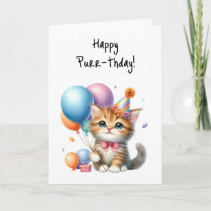 Happy Purr-thday Birthday Kitten Balloons  Card