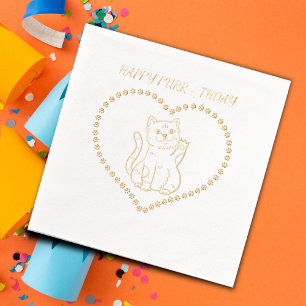 Happy Purr-thday Cat Birthday Party Foil Napkins