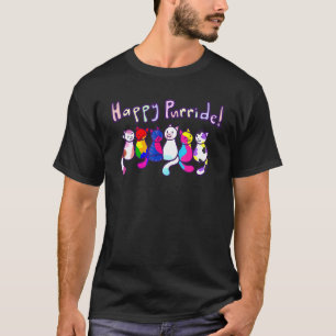 Happy Purride Cat Lgbt Gay Pride Lesbian Gay Bi Tr T-Shirt