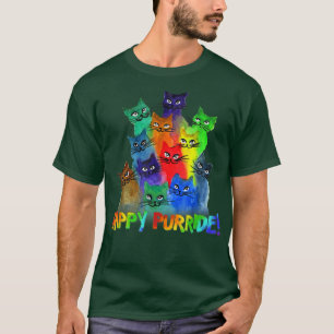 Happy Purride Cat Lover Pride Month Gay Rights Rai T-Shirt