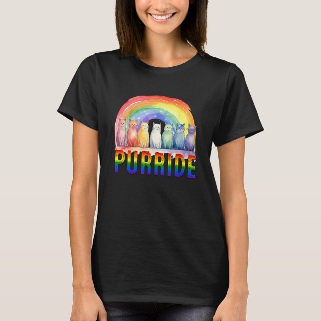 Happy Purride Cats Kitten Gay Pride LGBTQ Transgen T-Shirt (Front)