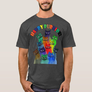 Happy Purride LGBT Cats Rainbow Cat Kitten Gay Pri T-Shirt