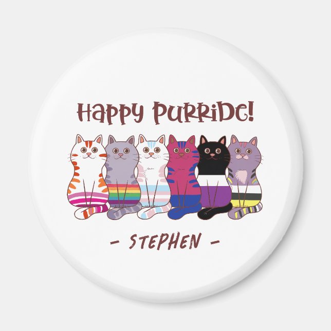 Happy Purride – LGBTQ Pride Cats Magnet (Front)