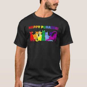Happy Purride Pride Month Rainbow Drops Cats T-Shirt