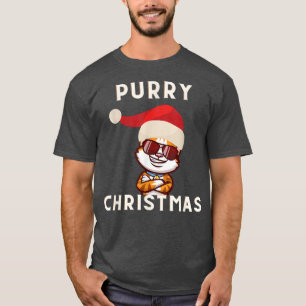 Happy Purry Cool Cat Merry Christmas Cat Lover Uni T-Shirt
