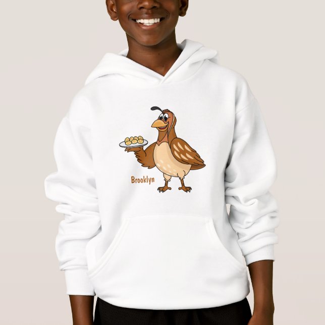 Happy quail with eggs cartoon (Front)