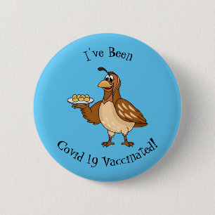 Happy quail with eggs cartoon 6 cm round badge