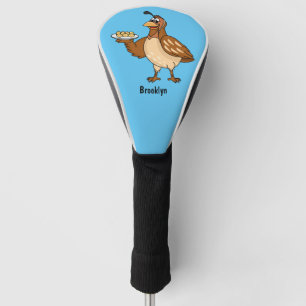 Happy quail with eggs cartoon golf head cover