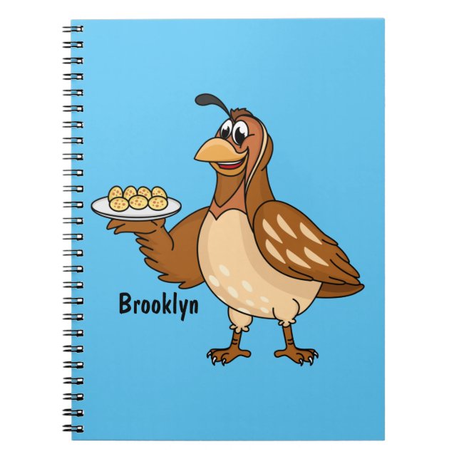 Happy quail with eggs cartoon notebook (Front)