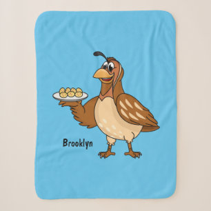 Happy quail with eggs cartoon sherpa blanket