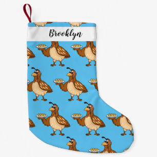 Happy quail with eggs cartoon small christmas stocking