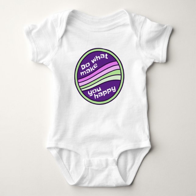 Happy Quote Coloured Lines Baby Bodysuit (Front)