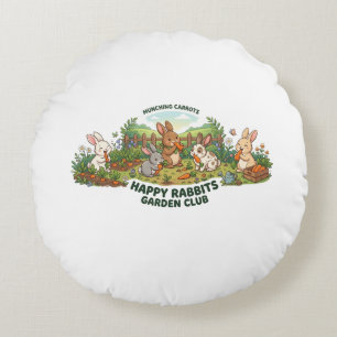 Happy Rabbits Garden Club T-Shirt – Cute Cartoon Round Cushion