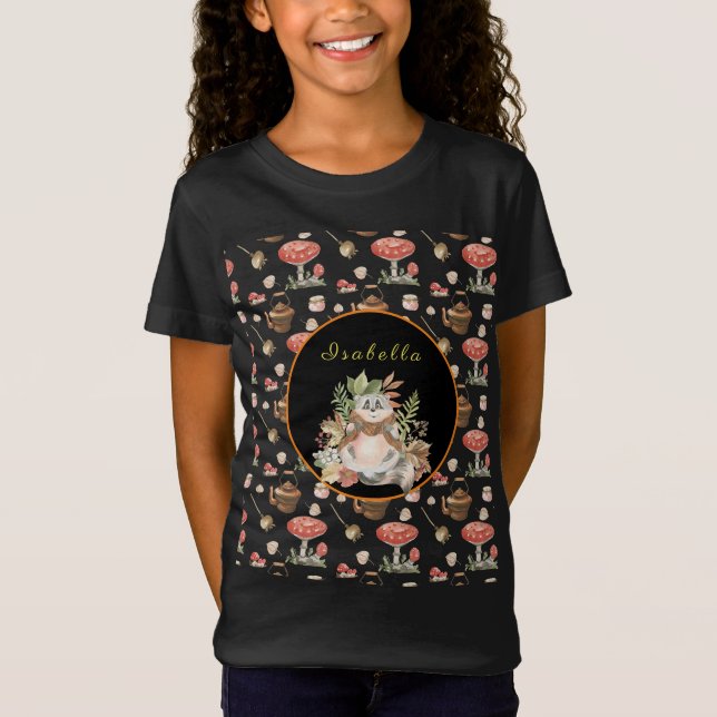 Happy Racoon Customise Text and Colour T-Shirt (Front)