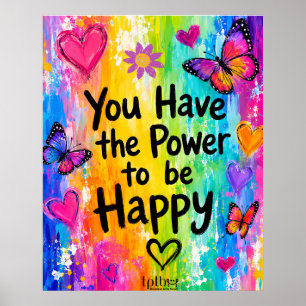 HAPPY RAINBOW AND BUTTERFLIES POSTER