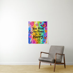 HAPPY RAINBOW AND BUTTERFLIES TAPESTRY