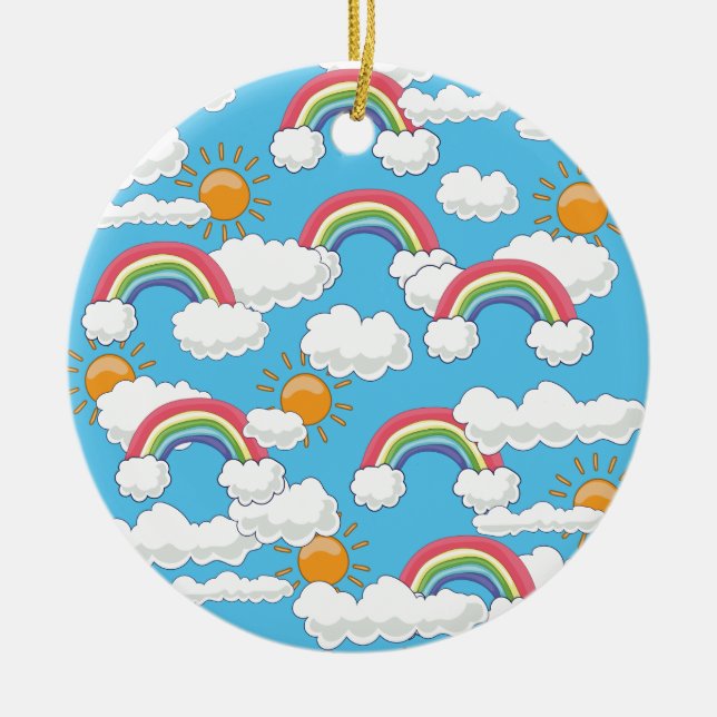 Happy Rainbow Ceramic Tree Decoration (Front)