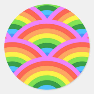 Happy Rainbow Classic Round Sticker