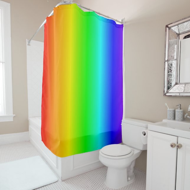 Happy Rainbow Colours Gradient Bright Shower Curtain (In Situ)