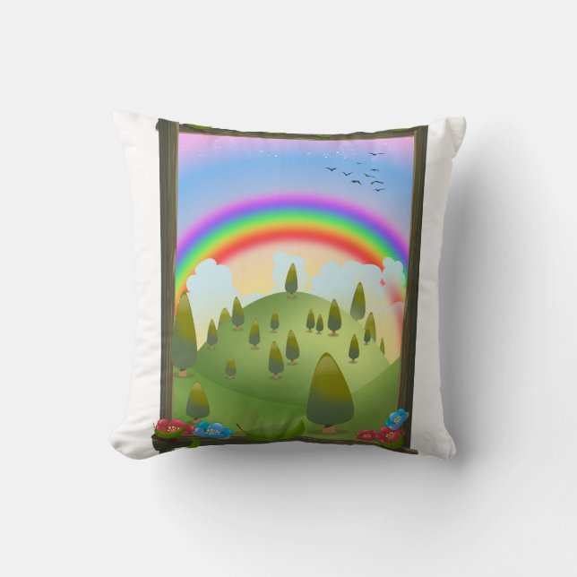 Happy Rainbow Landscape Cushion (Front)