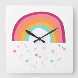 Happy Rainbow Magic Square Wall Clock