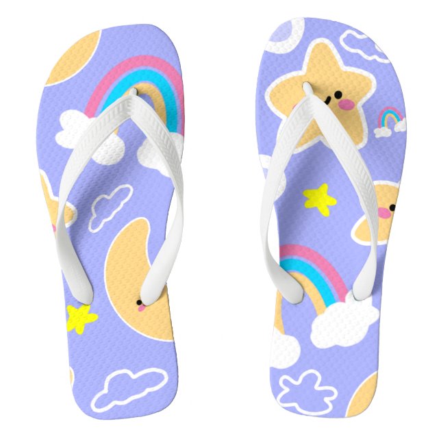 Happy Rainbow Sky Pattern Jandals (Footbed)
