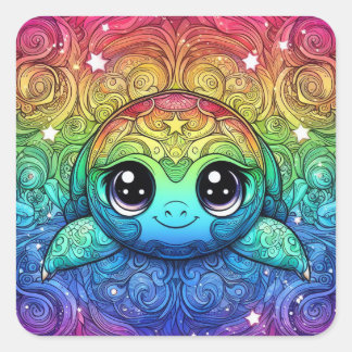 Happy rainbow turtle stickers