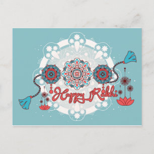 Happy Rakhi, Raksha Bandhan, dusty blue Postcard