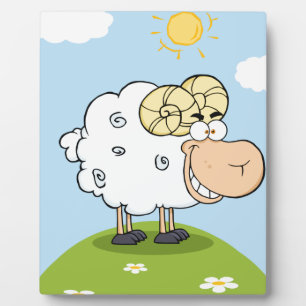Happy Ram Cartoon Mascot Plaque