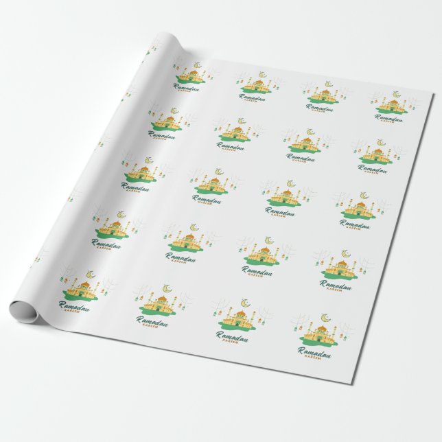 Happy Ramadan Kareem And Eid Mubarak 2022  Wrapping Paper (Unrolled)