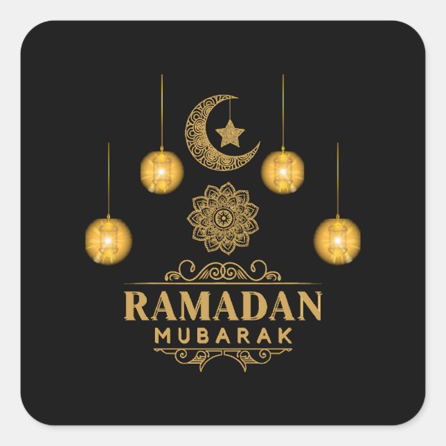 Happy Ramadan Kareem And Eid Mubarak 2023  Square Sticker (Front)