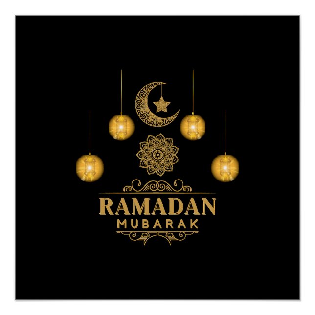Happy Ramadan Kareem And Eid Mubarak 2024 Holiday  Poster (Front)