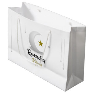 Happy Ramadan Kareem Elegant Islamic Crescent Gift Large Gift Bag