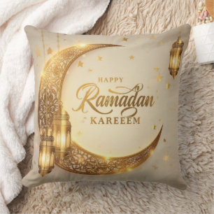 Happy Ramadan Kareem Golden Moon Pillow