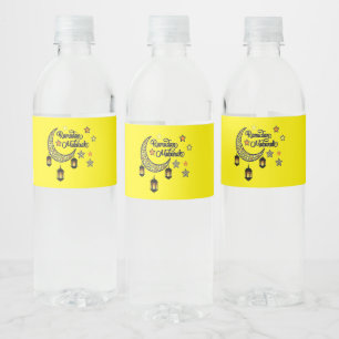 Happy Ramadan Mubarak Kareem Crescent lantern Water Bottle Label