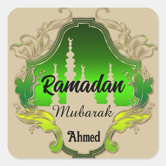 Happy Ramadan  Mubarak Kareem personalised  2024 Square Sticker (Front)