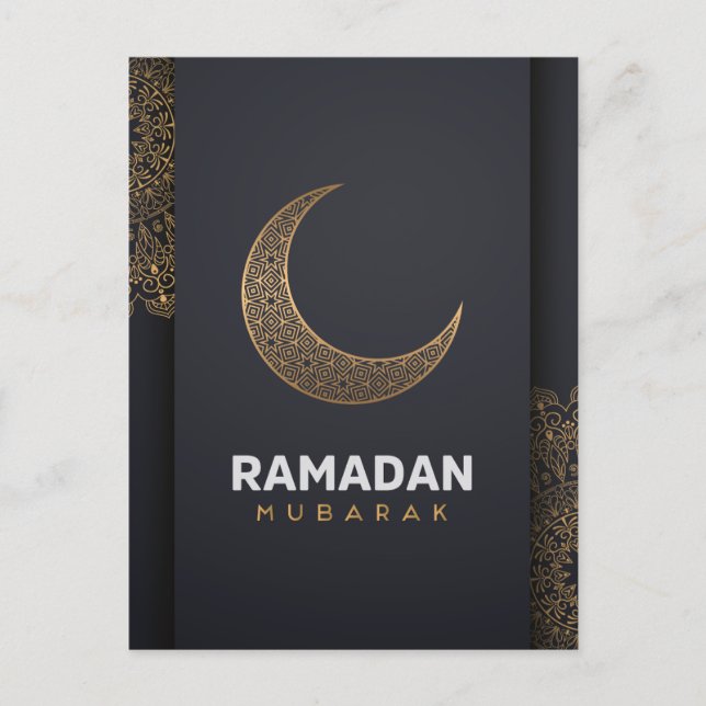 Happy Ramadan Mubarak | Ramadan Kareem Gold Muslim Holiday Postcard (Front)