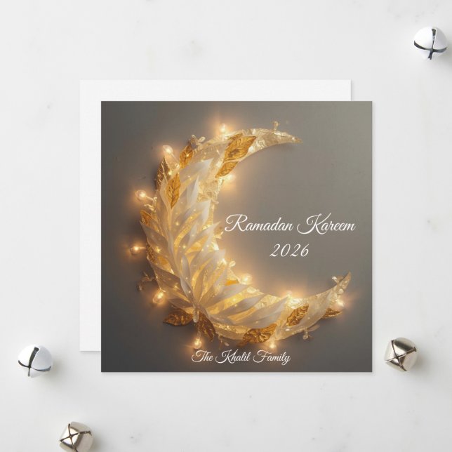 Happy Ramadan Mubarak Ramadan Kareem Hilal Muslim Holiday Card (Front/Back In Situ)