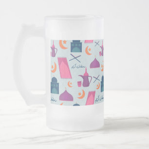 Happy Ramadan Pattern Frosted Glass Beer Mug