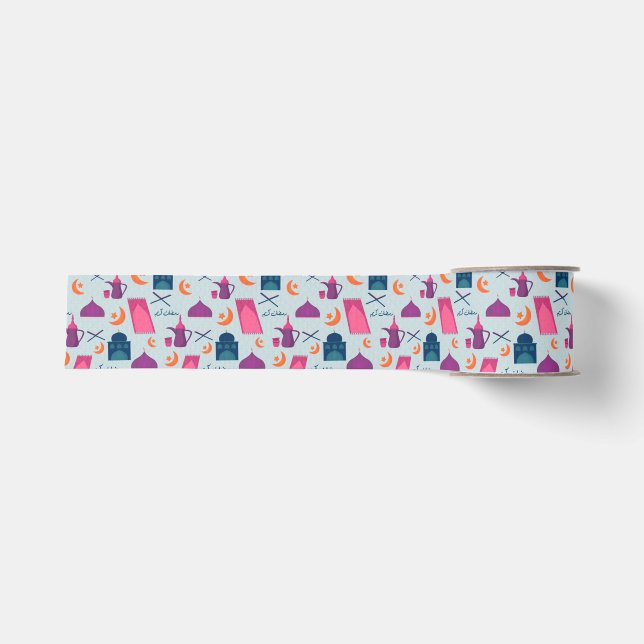 Happy Ramadan Pattern Grosgrain Ribbon (Front)