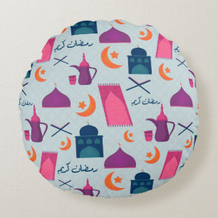 Happy Ramadan Pattern Round Cushion