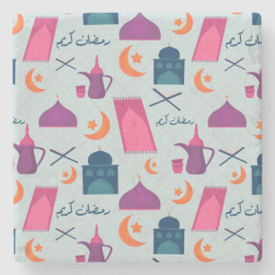 Happy Ramadan Pattern Stone Coaster