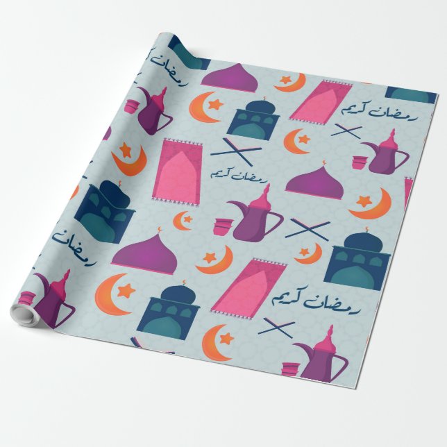 Happy Ramadan Pattern Wrapping Paper (Unrolled)