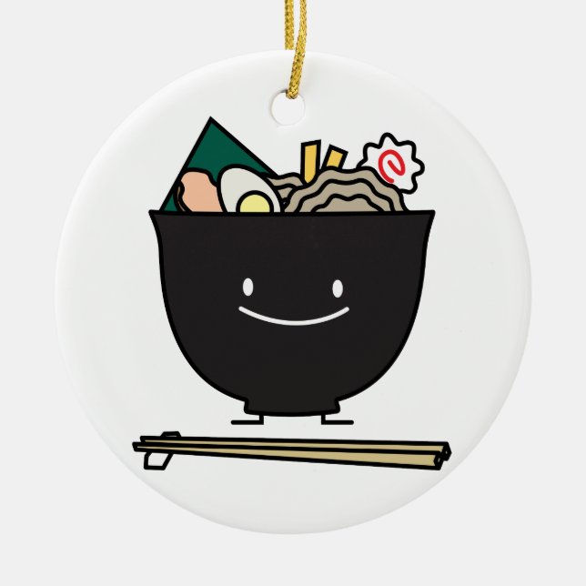 Happy Ramen Bowl Ceramic Tree Decoration (Front)