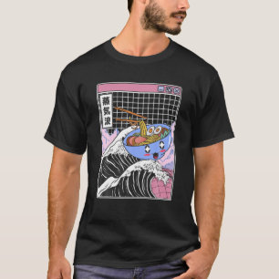Happy Ramen Bowl Kanagawa Wave Digital Anime 80S V T-Shirt