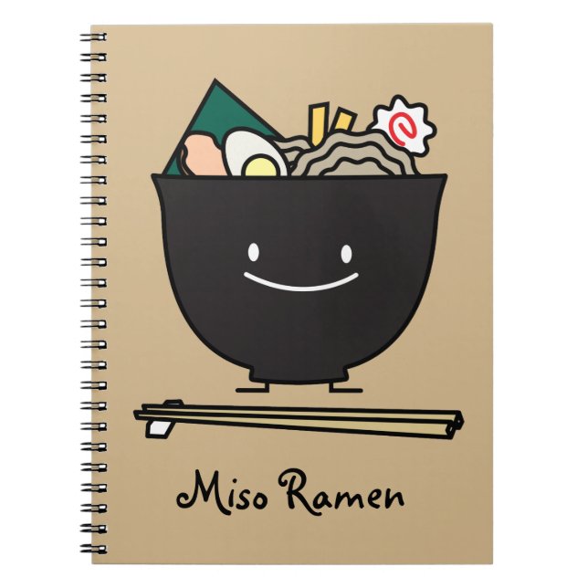 Happy Ramen Bowl Spiral Notebook (Front)