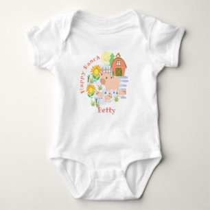 Happy Ranch Pig. Personalised. Baby Bodysuit