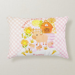 Happy Ranch Pig Personalised. Decorative Cushion