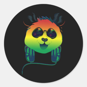 Happy Rasta Coloured Panda Bear Face With Sunglass Classic Round Sticker